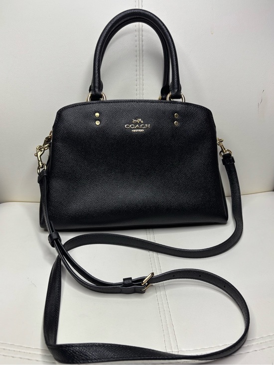 Coach Handbags - Coach Mini Lillie Carryall in black crossgrain leather and gold hardware